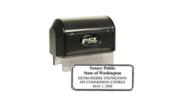 PSI-3679 Custom Pre-Inked Notary Stamps. Clean/ Sharp Impressions, Quiet Operation. No Replacement Pads, Stamps can be Re-Inked. Impression Size: 1 7/16" x 3 1/8"

Did you know we can make this product as a self-inking stamp? Contact us for more informa